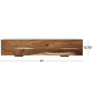Brown Block Bench with Elevated Base 15 in. X 71 in. X 16 in.