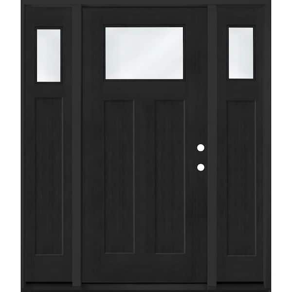 Regency 68 in. x 80 in. 1/4 TopL Clear Glass LHIS Onyx Fir Fiberglass Prehung Front Door w/14in-1/4Top SLs 4-9/16