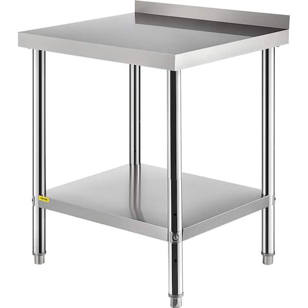 VEVOR Stainless Steel Prep Table 36 x 24 x 35 in. Heavy Duty Metal Worktable with Adjustable Undershelf Kitchen Utility Tables
