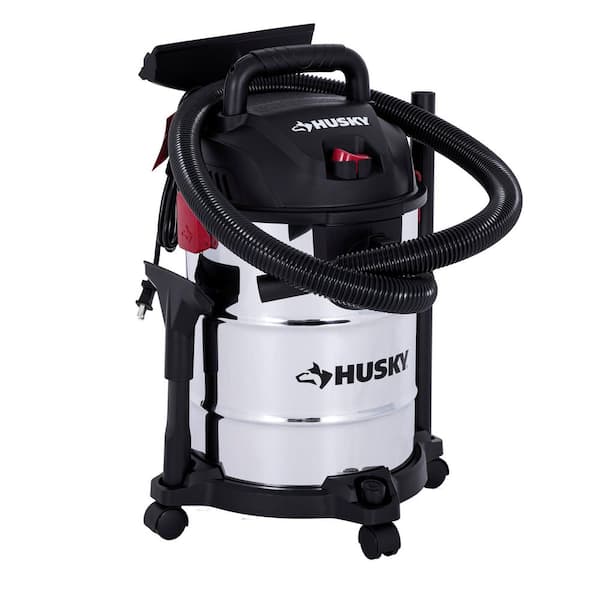 6 Gallon 4.0 Peak HP Stainless Steel Wet Dry Vac Shop Vacuum with Locking Hose, Wands, Filters, Dust Bag and Attachments