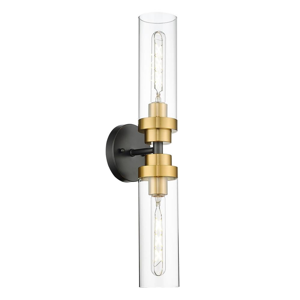 Trending 4.72 in. 2 Light Black and Gold Modern Smart Home Wall Sconce with