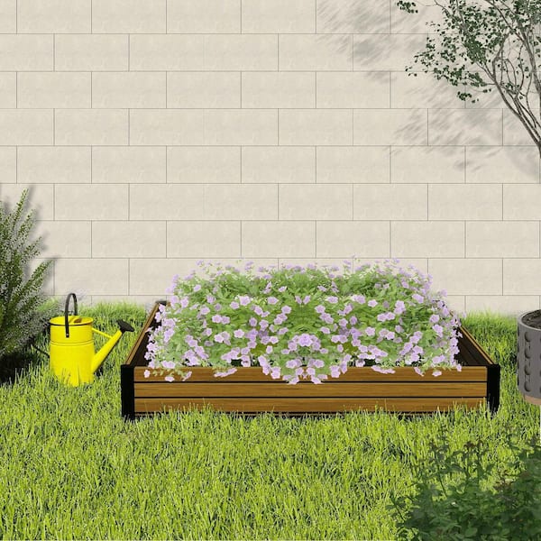 4 ft. x 4 ft. x 6 in. Brown Composite Panel and Alu Frame Rustproof Garden Planter Box