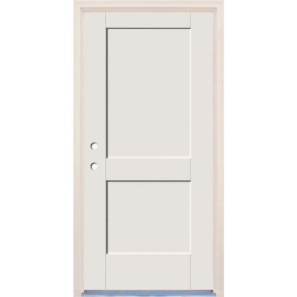 Builders Choice 32 in. x 80 in. 2 Panel Right-Hand Unfinished Fiberglass Prehung Front Door with 4-9/16 in. Frame and Nickel Hinges
