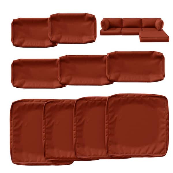 Kimunuk 9-Piece 25.6 in. Outdoor Cushion Covers Terra Red