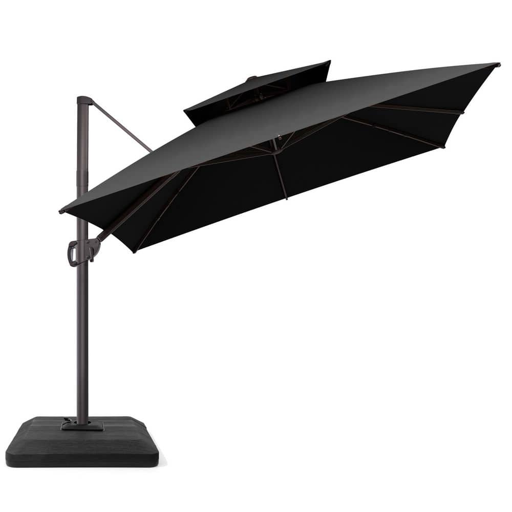 10 ft. x 10 ft. Aluminum Cantilever Patio Umbrella in Black Double Top Outdoor Offset Umbrella w/ 295 lb. Weighted Base price history on PriceWatchPro