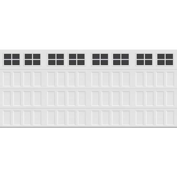 Clopay Bridgeport Steel Narrow Panel 16ft. X 7ft. Non-Insulated White Garage Door with windows