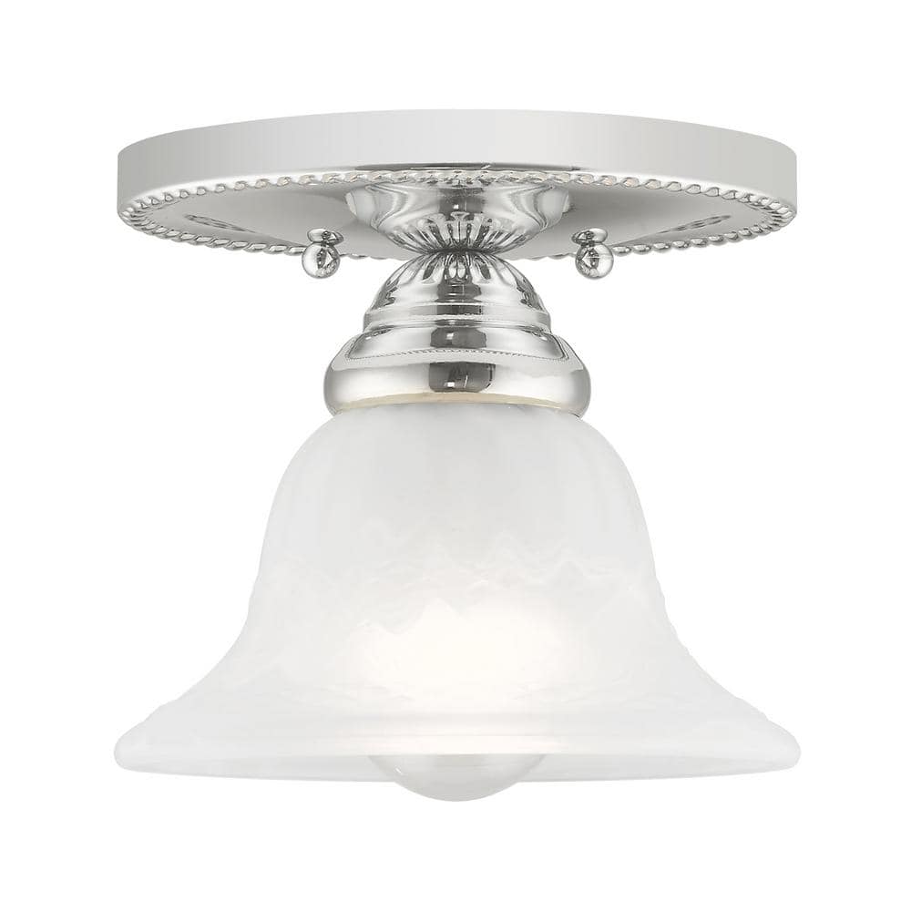 Edgemont Polished Chrome 7" Flush Mount with White Alabaster Glass