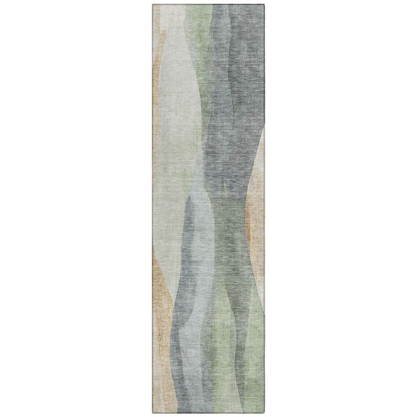Chantille Machine Washable Indoor/Outdoor Abstract ACN1989 Aloe 2 ft. 3 in. x 7 ft. 6 in. Runner Rug