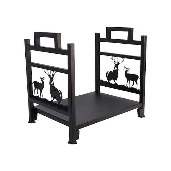 18 in. W Black Steel Heavy Duty Firewood Rack for Fireplace