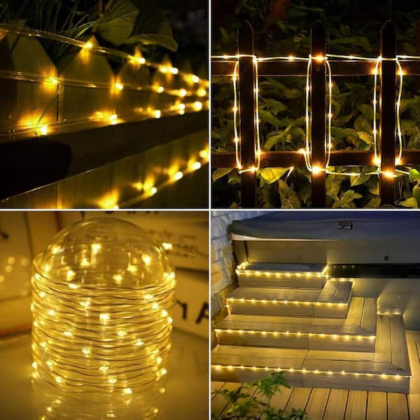 Ahfiwaso 66 ft. 200LED Solar Rope String Lights in Warm