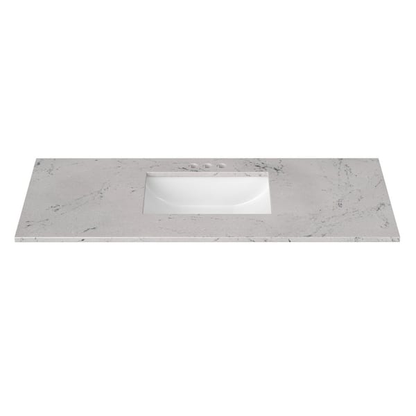 49 in. W x 22 in. D Cultured Marble Rectangular Undermount Single Basin Vanity Top in Icy Stone