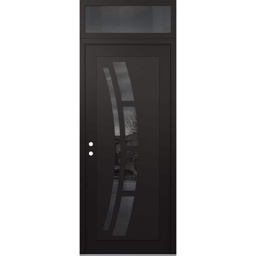 C12 36 in. x 96 in. Black P Right-Hand/Inswing Mirrored Glass Black/Black Transom Steel Prehung Front Door price history on PriceWatchPro