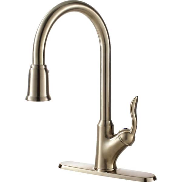 Ultra Faucets Transitional Collection Single-Handle Pull-Down Sprayer Kitchen Faucet in Stainless Steel
