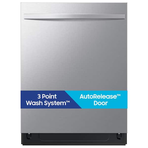 24 in. Top Control Tall Tub 48 dBA Dishwasher in Stainless Steel with 3 Point Wash, AutoRelease Door Drying & 3rd rack