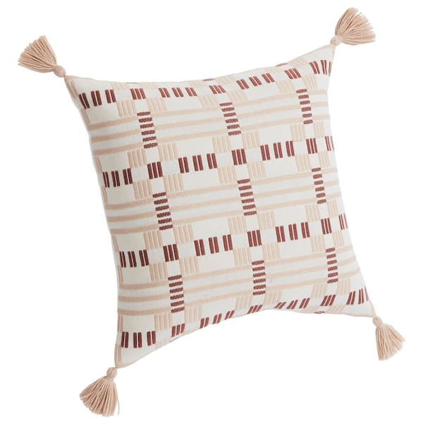 20 in. x 20 in. Woven Outdoor Patio Throw Pillow in Putty Geo