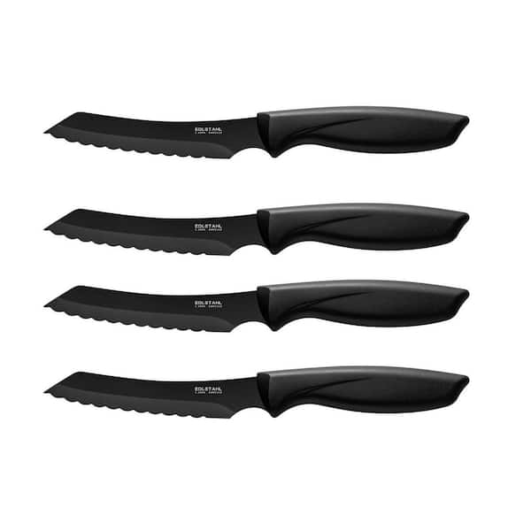 4.33 Stainless Steel Partial Tang Serrated Steak Knife Set with Ergonomic Handles Dishwasher Safe (4 Piece Set)