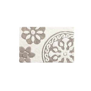 Marrakesh 20 in. x 30 in. Brown Taupe Medallion Tufted Cotton Rectangle Bath Rug