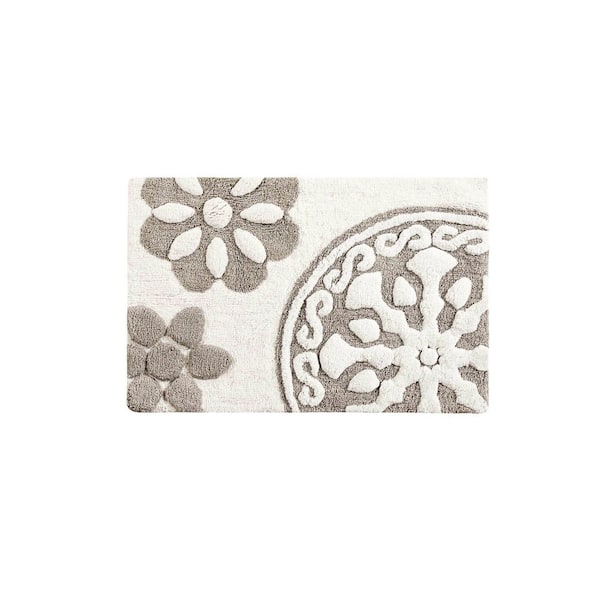 Marrakesh 20 in. x 30 in. Brown Taupe Medallion Tufted Cotton Rectangle Bath Rug