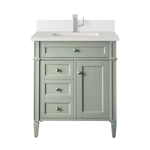 Brittany 30.0 in. W x 23.5 in. D x 34.0 in. H Single Bathroom Vanity in Sage Green with White Zeus  Quartz Top