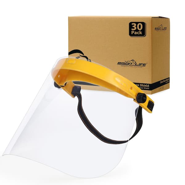 Yellow Reusable Facial Protection Clear Face Shields (30-Pack)