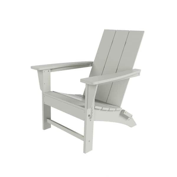 Shoreside Outdoor Patio Fade Proof Modern Folding Plastic Adirondack Chair in Sand
