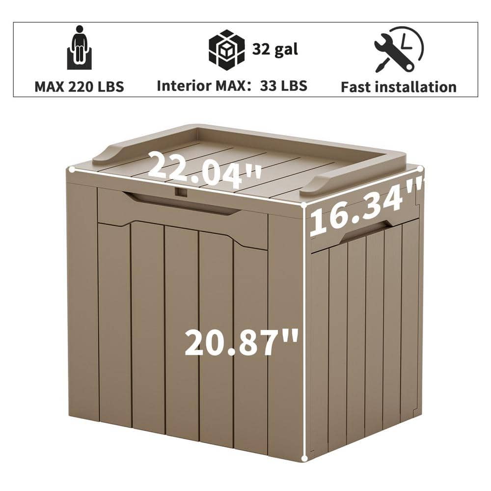 Mocha Lockable 32 Gallon Resin Deck Box with Seat