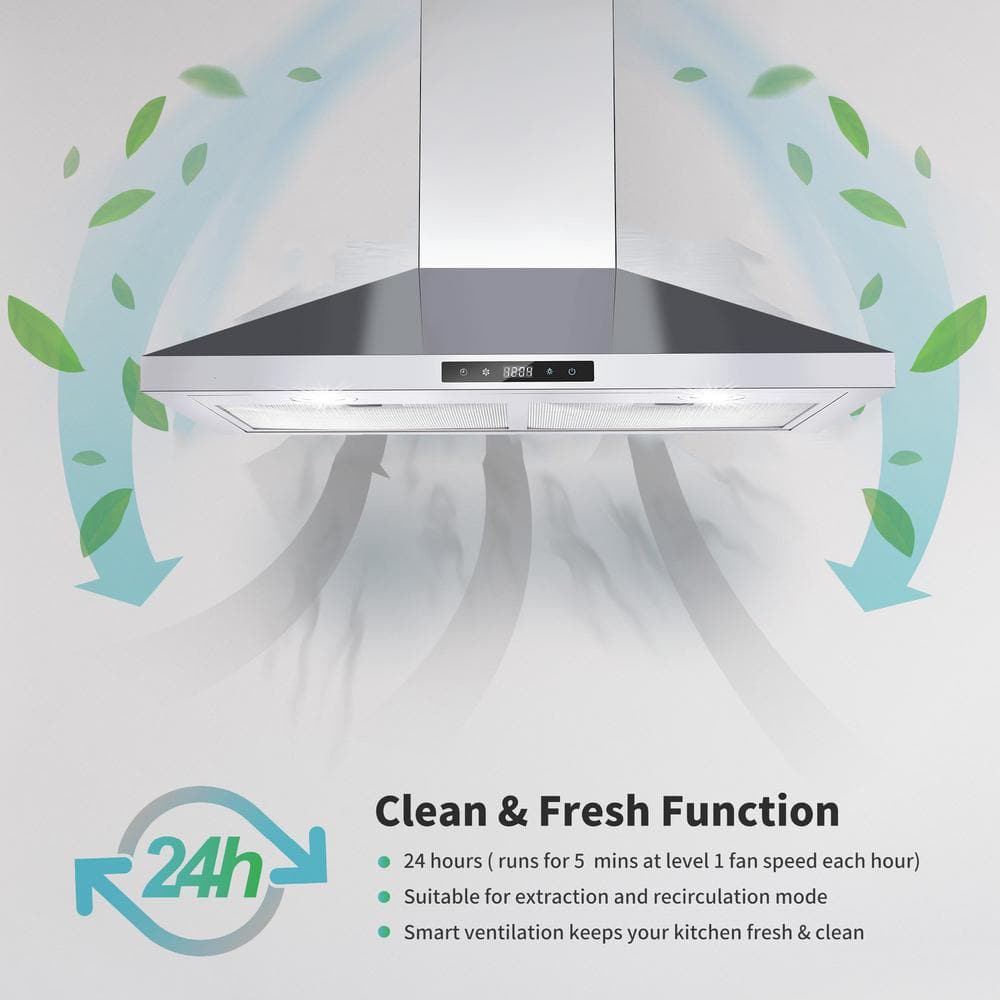 30-Inch Stainless Steel Wall Mounted Range Hood with Touch Control