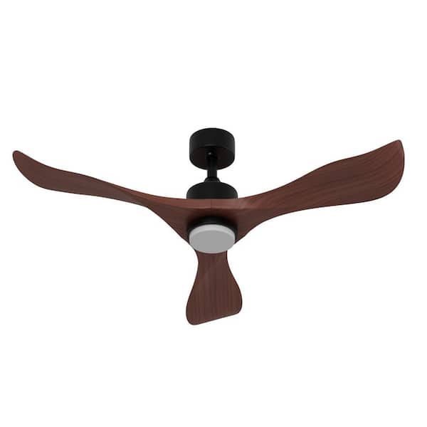 WIAWG 52 in. Integrated LED Indoor/Outdoor Ceiling Fan w/Light Kit and Remote Control, 3-Blades, 1,4,8-Hour Timing, Brown
