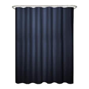 70 in. x 72 in. Textured Waffle Fabric Navy Shower Curtain