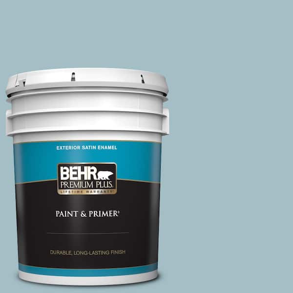 BEHR PREMIUM PLUS 5 gal. #PPU13-11 Clear Vista Satin Enamel Exterior Paint & Primer