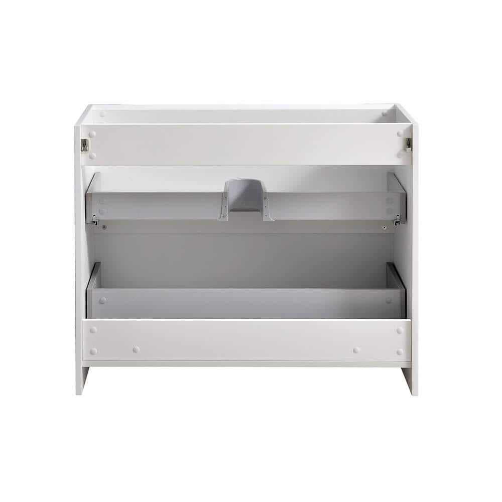 Glossy White 40" Wall-Mount Modern Solid Wood Bathroom Vanity