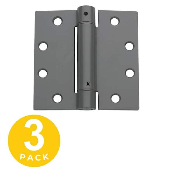 Global Door Controls 4.5 in. x 4.5 in. Prime Coat Full Mortise Spring Squared Hinge with Non-Removable Pin - Set of 3