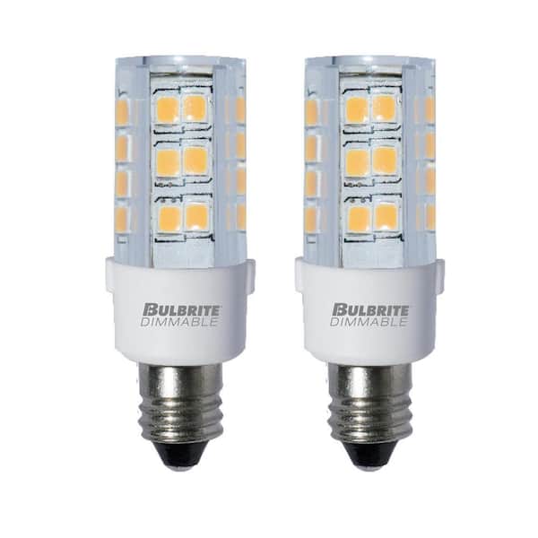 35 - Watt Equivalent Soft White Light T4 (E11) Mini-Candelabra Screw, Dimmable Clear LED Light Bulb 3000K (2-Pack)