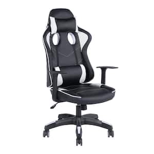 24 in. Width Big and Tall Black Faux Leather Gaming Chair with Adjustable Height