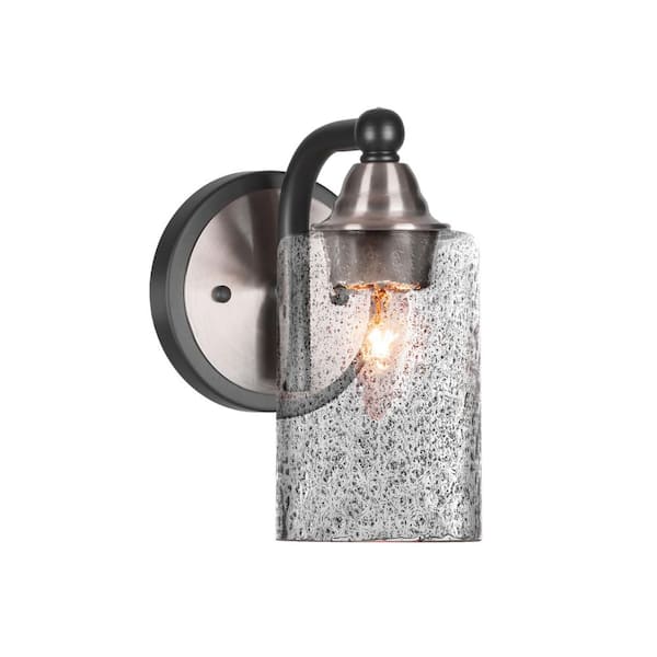 Unbranded Madison 4 in. 1-Light Matte Black and Brushed Nickel Wall Sconce with Standard Shade
