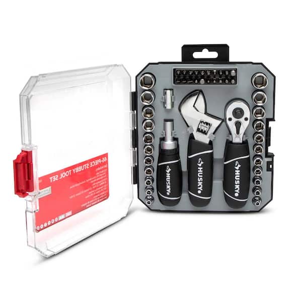 Husky 1/4 in. and 3/8 in. Stubby Ratchet and Socket Set (46-Piece)