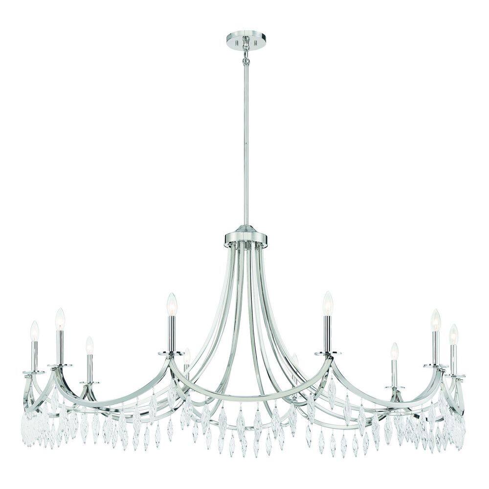 Kameron 10-Light Polished Nickel and Crystal Chandelier
