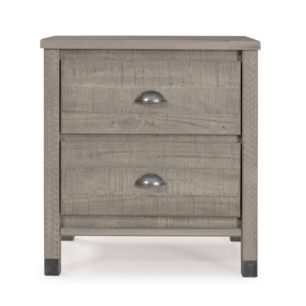 Baja Rustic Grey Solid Pine 2-Drawer Nightstand