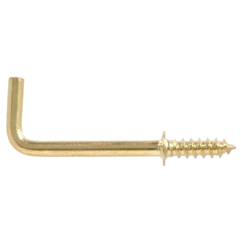 Small Antique Brass Screw in Hooks 5/8 L Shape Hooks Bronze 1 Shape Screw  Hooks 7 Shape Right Angle Medal Hooks (50 Pack)