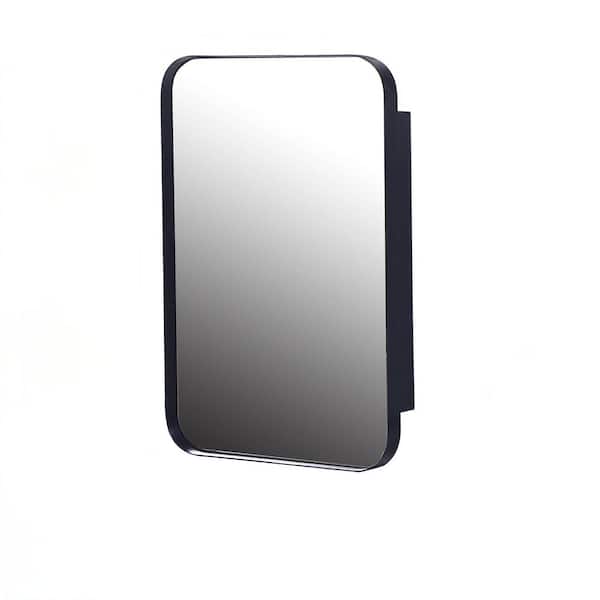 Unbranded 16 in. W x 24 in. H Matte Black Rectangular Recessed Metal Bath Medicine Cabinet with Mirror and Adjustable Shelves