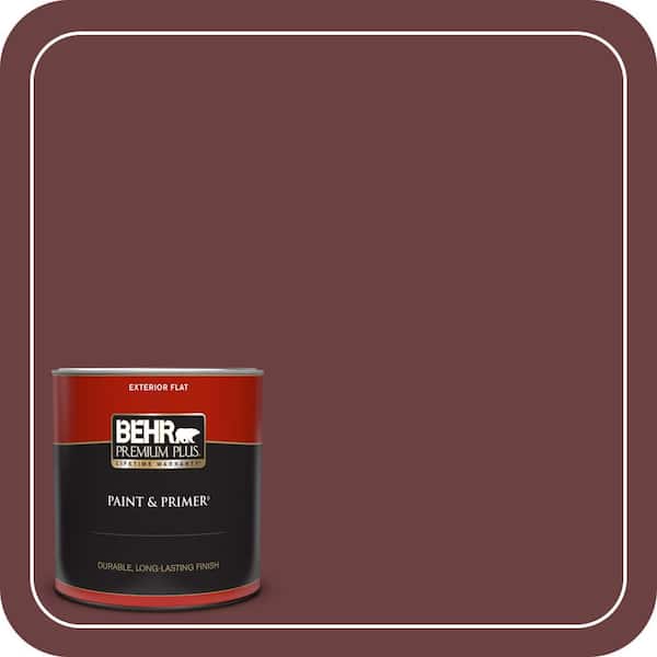BEHR PREMIUM PLUS 1 qt. #BIC-50 Deep Claret Flat Exterior Paint & Primer