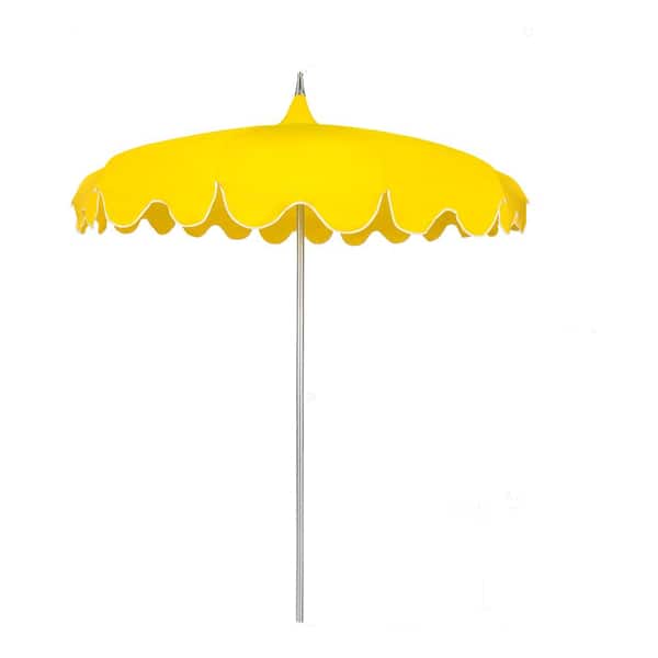 7ft yellow patio umbrella Outdoor With Fringe Perfect for creating a shaded oasis over dining sets At Home Crank & Tilt