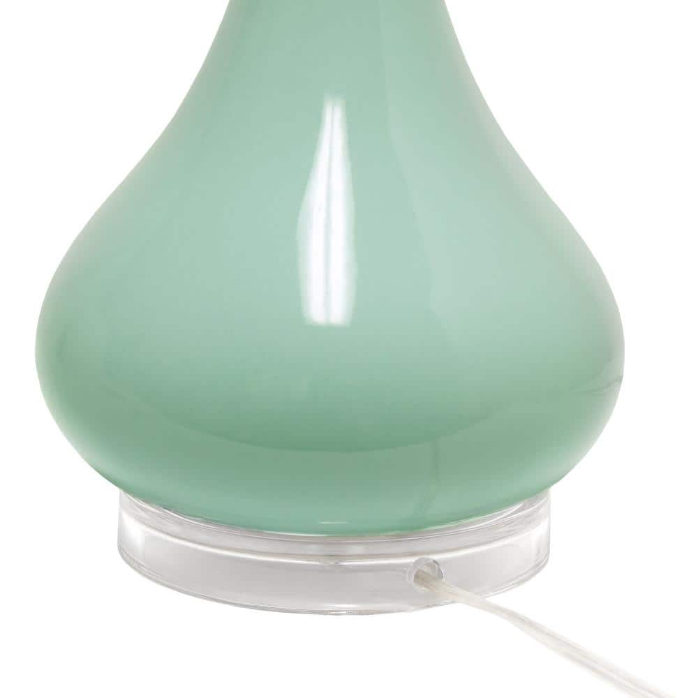 Aqua Ceramic Teardrop Table Lamp with White Shade