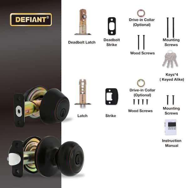 Defiant Hartford Aged Bronze Combo Pack with Double Cylinder