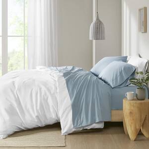 Teal King 200 Thread Count Relaxed Cotton Percale Sheet Set