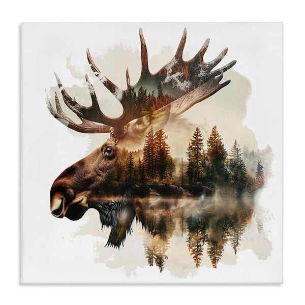 Stupell Industries Moose Antlers Silhouette by LSR Design Studio Unframed Animal Graphic Art Print 17 in. x 17 in.