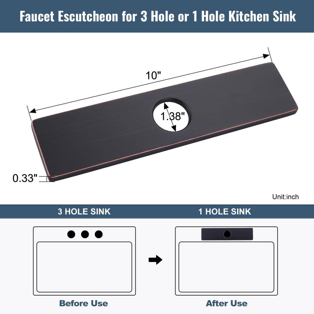 10" Oil Rubbed Bronze Stainless Steel Faucet Deck Plate