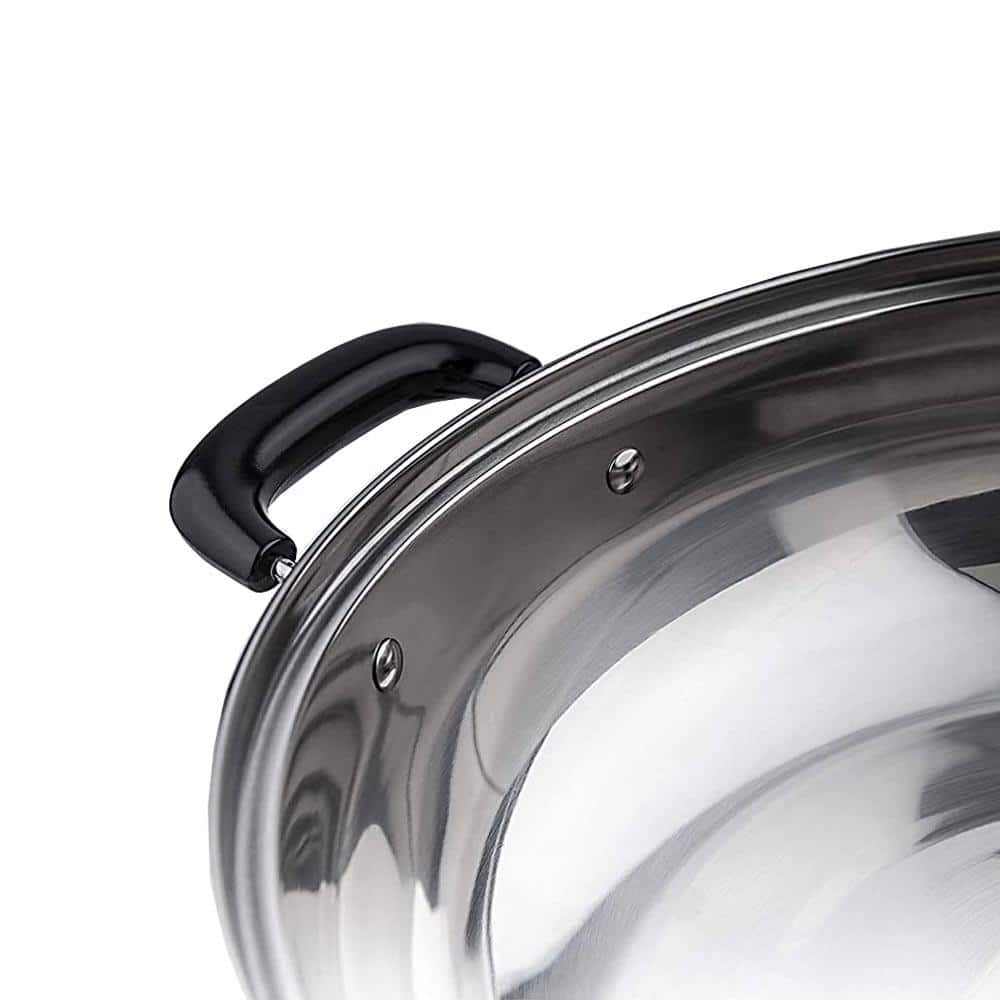 11-inch Stainless Steel Shabu Hot Pot with Glass Lid and Ladles