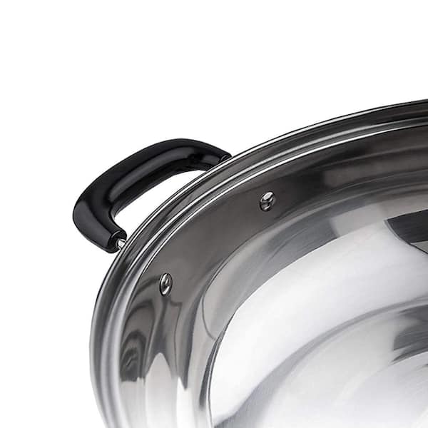 Delavala Steel Hot Pot With Divider And Glass Lid - Shabu Shabu Set For Induction Cooktop And