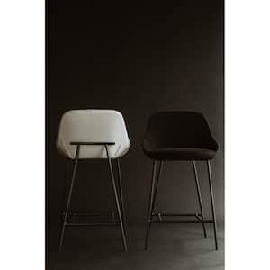 Della 27.2 in. Black, Slim Steel Legs Metal Bar Stool with 100% Polyester Seat